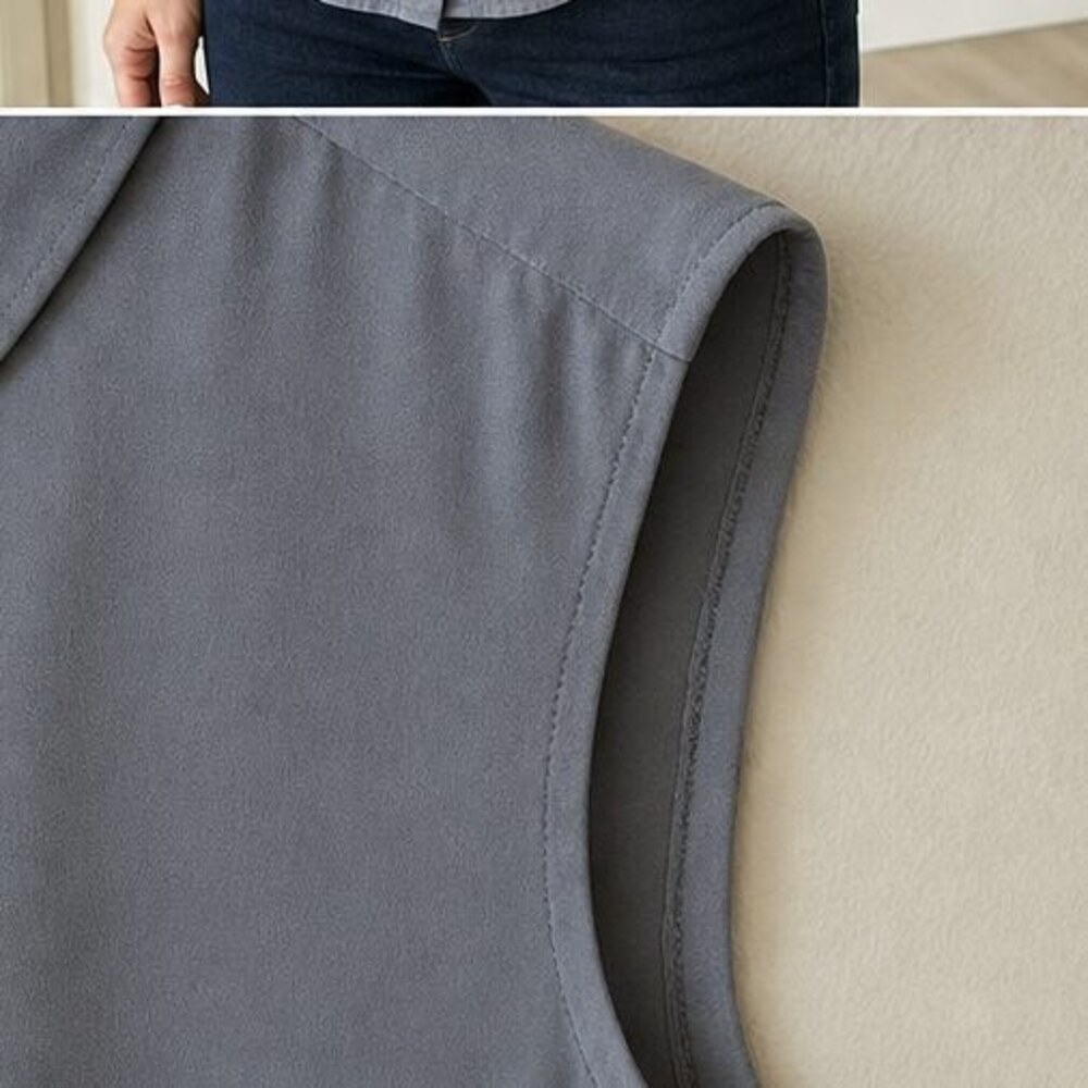 Gray Wrap Blouse - Picture 5 of 6